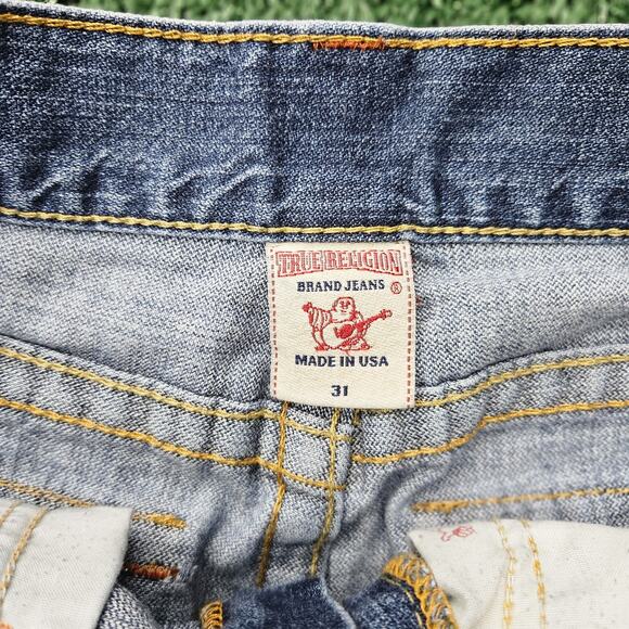 True Religion Original Ricky Mens Jeans 31x32 Made In USA Blue Jeans Denim Pants - Picture 11 of 15